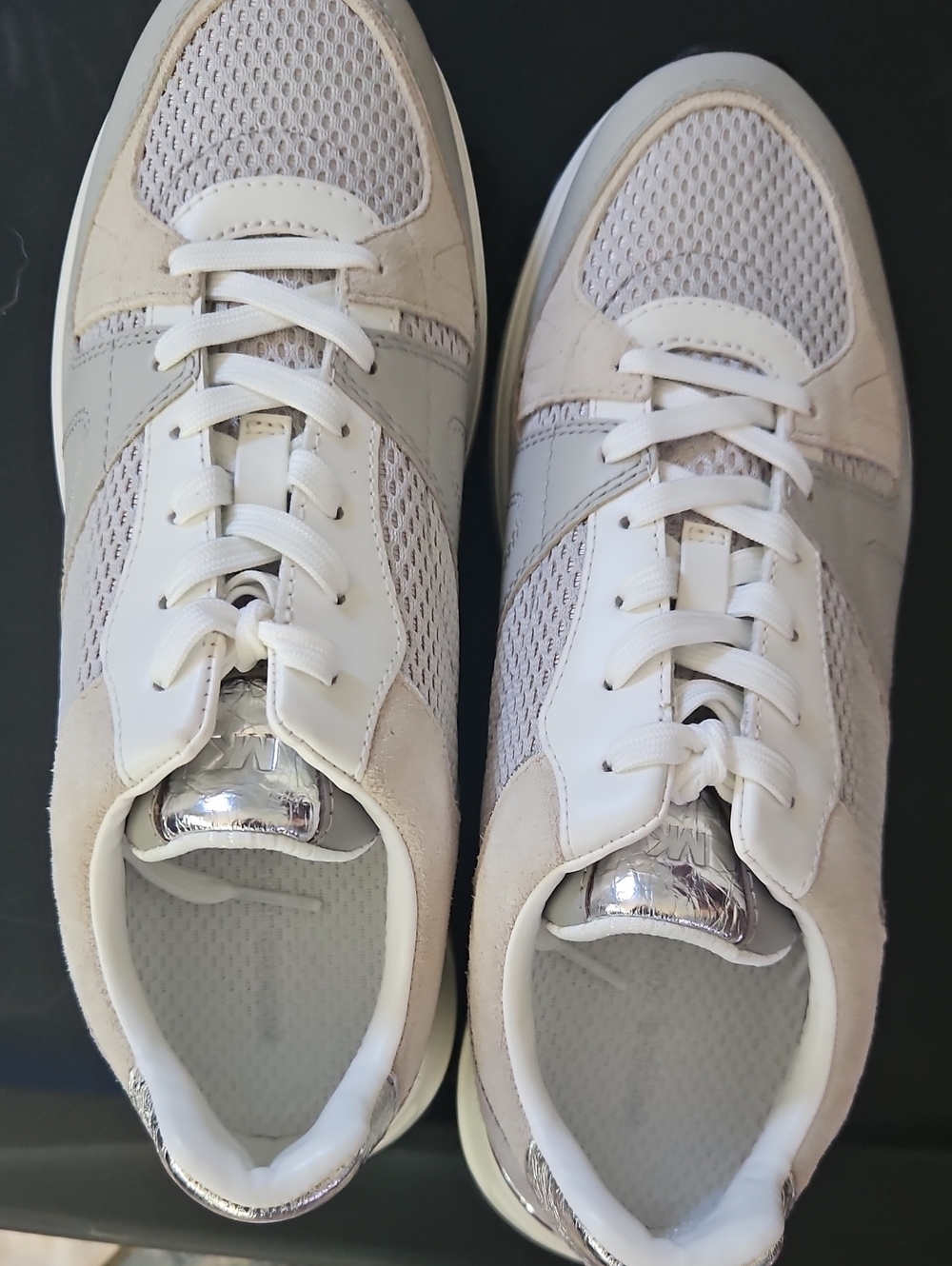 MICHAEL KORS Women’s Neutral Mesh & Suede Sneakers - White/Cream SIZE 9.5 NWOB